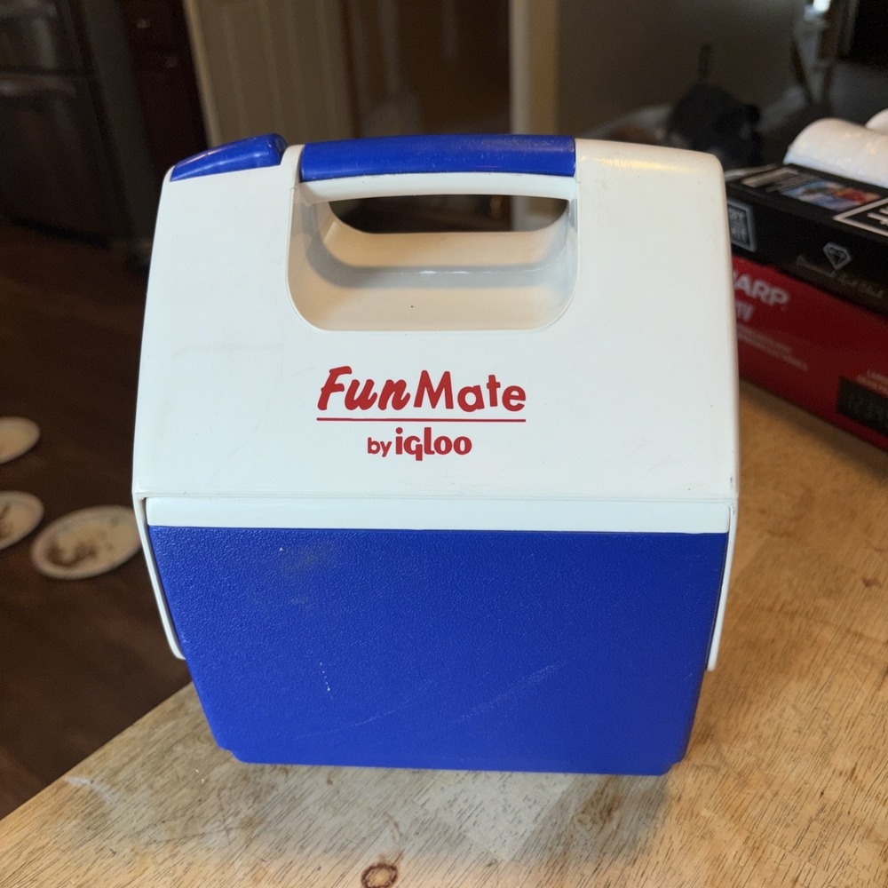 Igloo Fun Mate Blue White Mini Personal Cooler Lunch Drinks Snacks 4 Can